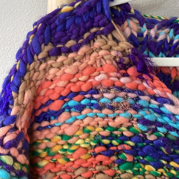 🆕 Anthropologie Maeve Multicolor Hand-knit Cardigan - Picture 7 of 12